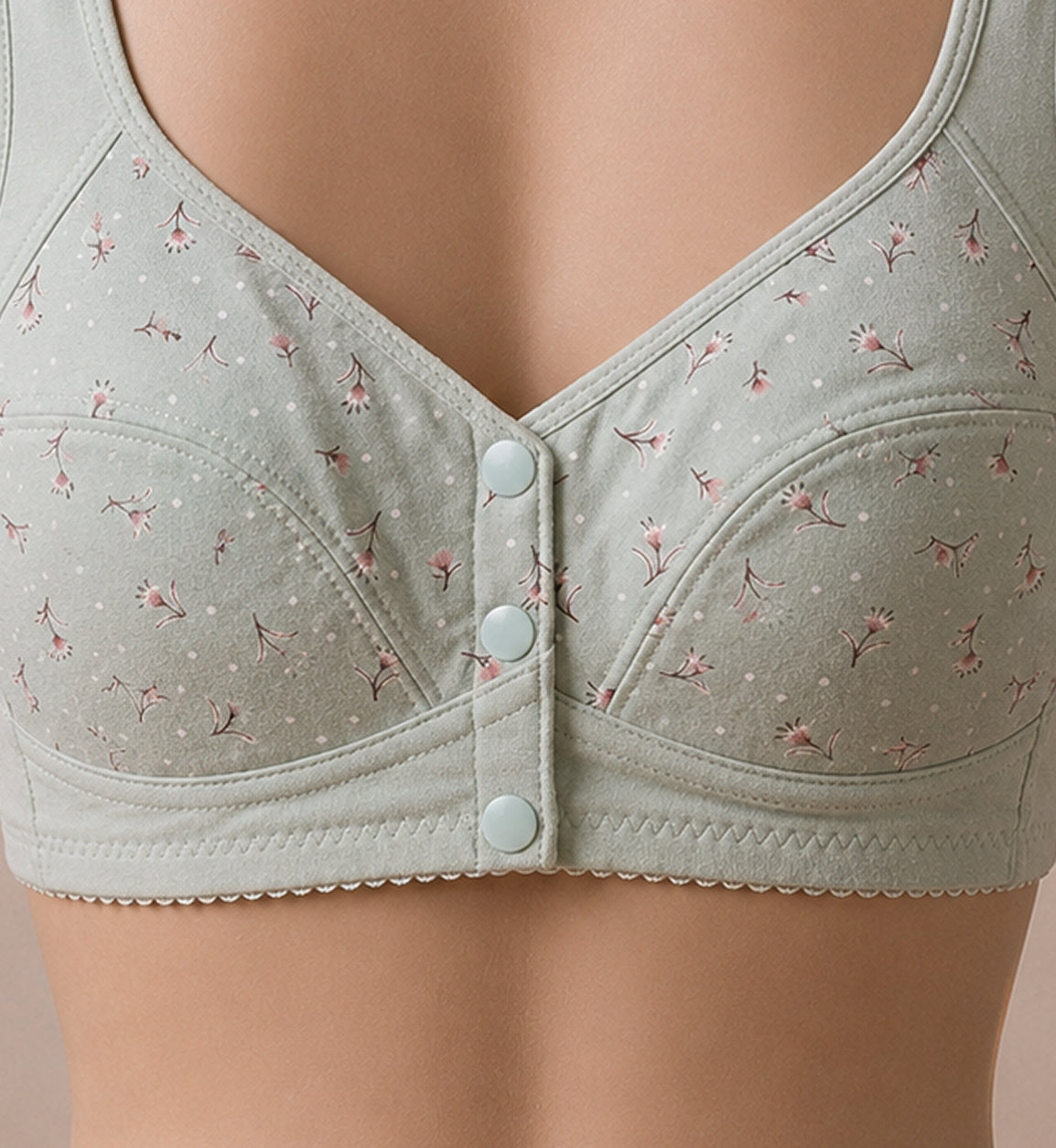 Blossom Comfort Front Open Cotton Bra – Soft Blue | Haya Secrets