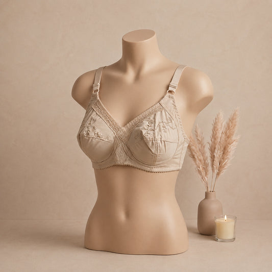 Pure Cotton Embroidered Brassiere Breathable, Soft & All Day Comfort | Haya Secrets