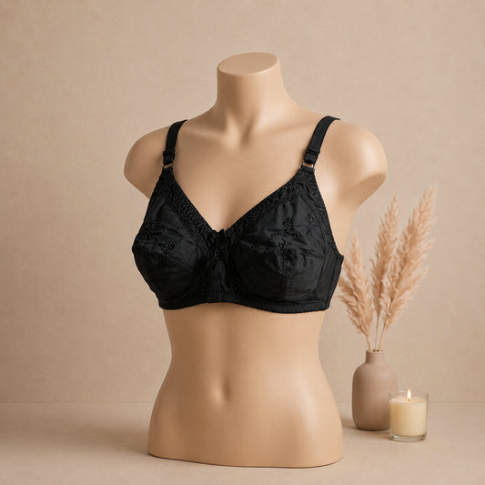Pure Cotton Embroidered Brassiere Breathable, Soft & All Day Comfort | Haya Secrets