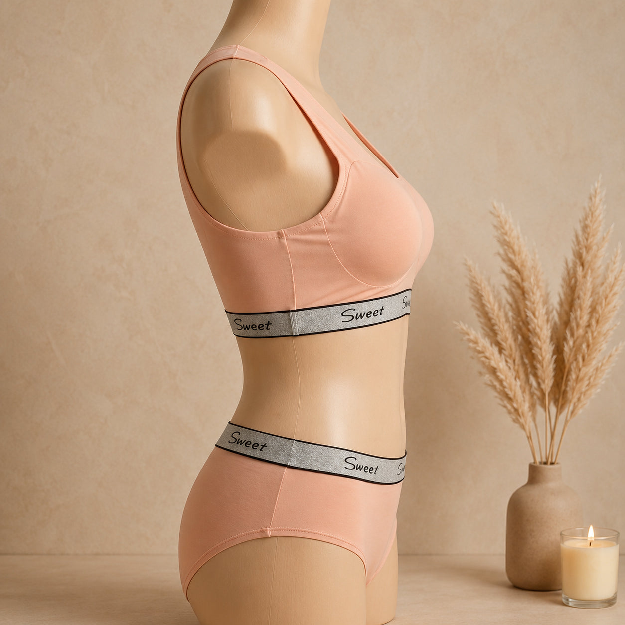 Women’s Padded Sports Bra & Panty Set – Soft Wireless Everyday Comfort | Haya Secrets
