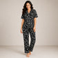 Black Floral Arabic Night Suit Soft, Elegant & Relaxed Fit (2-Piece Set) | Haya Secrets