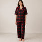 Black & Red Printed Night Suit Luxury Inspired, Soft & Comfortable (2-Piece Set) | Haya Secrets