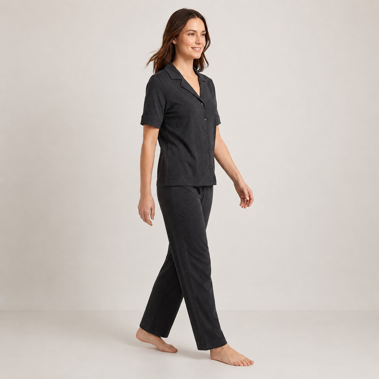 Black Silk Night Suit – Luxury Satin, Soft & Elegant 2-Piece Set | Haya Secrets