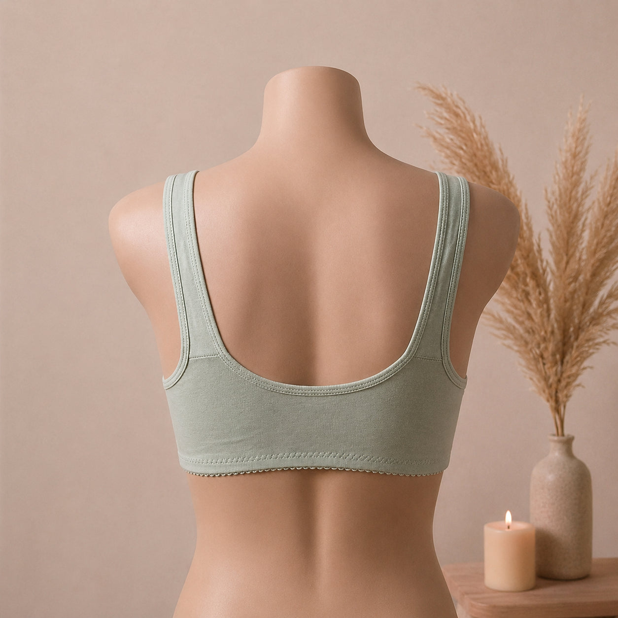 Blossom Comfort Front Open Cotton Bra – Soft Blue | Haya Secrets