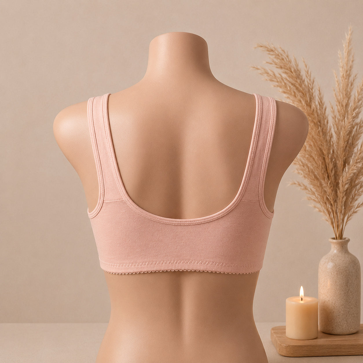 Blossom Comfort Front Open Cotton Bra – Soft Pink | Haya Secrets