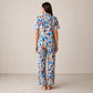Blue Floral Arabic Night Suit – Soft, Elegant & Relaxed Fit (2-Piece Set) | Haya Secrets
