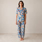 Blue Floral Arabic Night Suit – Soft, Elegant & Relaxed Fit (2-Piece Set) | Haya Secrets