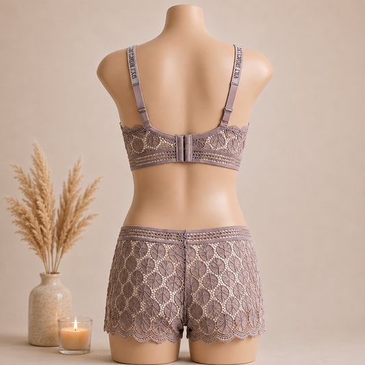 Classic Lace Wire-Free Bra & Panty Set – Elegant, Soft & All-Day Comfort | Haya Secrets