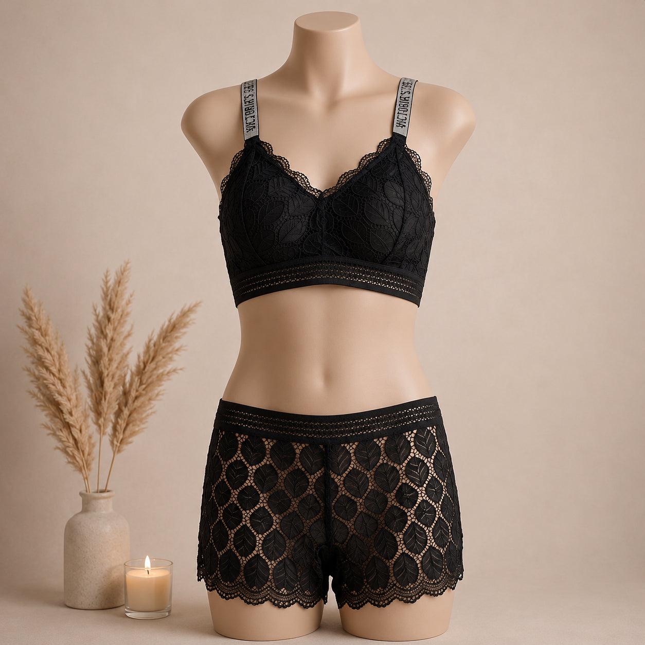 Classic Lace Wire-Free Bra & Panty Set – Elegant, Soft & All-Day Comfort | Haya Secrets