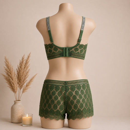 Classic Lace Wire-Free Bra & Panty Set – Elegant, Soft & All-Day Comfort | Haya Secrets