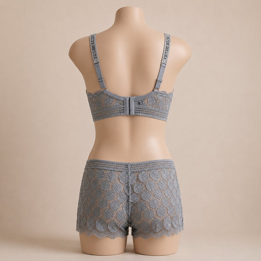 Classic Lace Wire-Free Bra & Panty Set – Elegant, Soft & All-Day Comfort | Haya Secrets