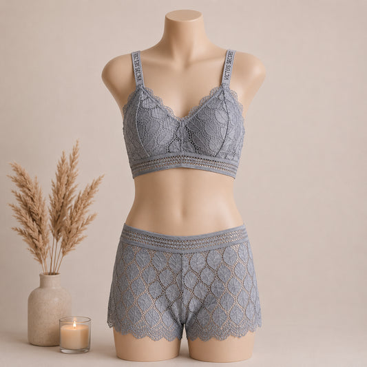 Classic Lace Wire-Free Bra & Panty Set – Elegant, Soft & All-Day Comfort | Haya Secrets