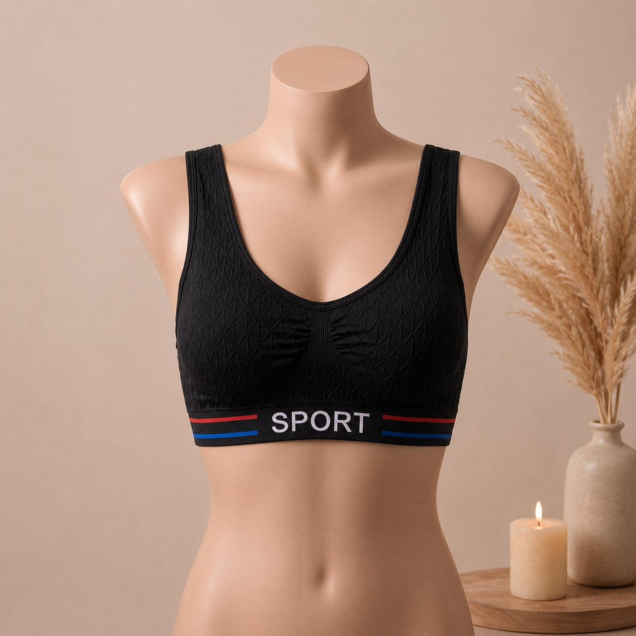 FlexFit Seamless Sports Bra – Supportive Wireless Active Comfort | Haya Secrets