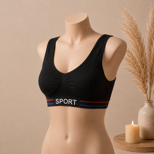 FlexFit Seamless Sports Bra – Supportive Wireless Active Comfort | Haya Secrets
