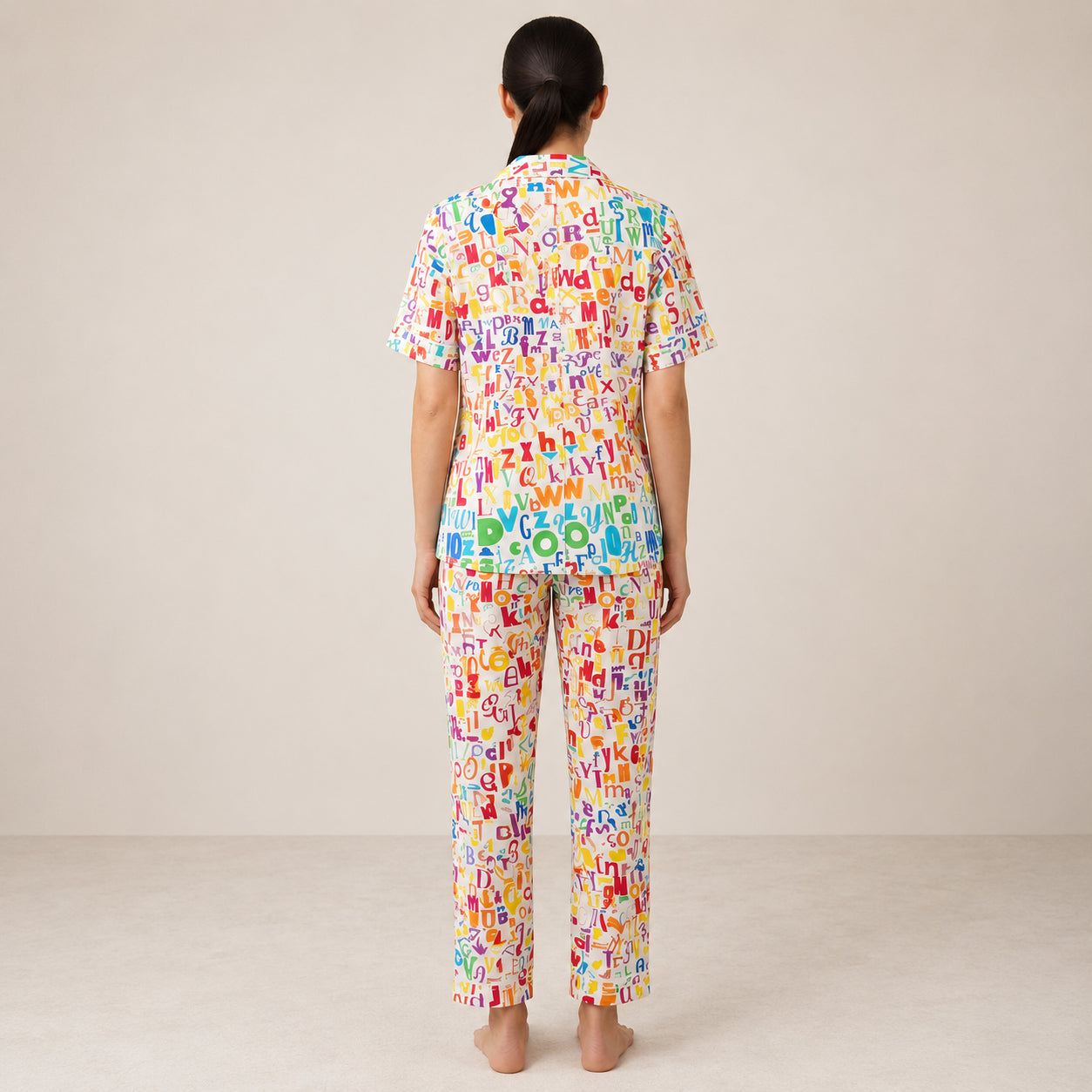 Multi-Color Printed Arabic Night Suit Soft, Fun & Comfortable 2-Piece Set | Haya Secrets