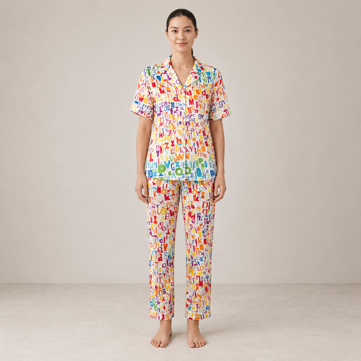 Multi-Color Printed Arabic Night Suit Soft, Fun & Comfortable 2-Piece Set | Haya Secrets