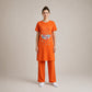 Orange Printed Long Shirt Trouser Set Soft, Comfortable & Relaxed Fit | Haya Secrets