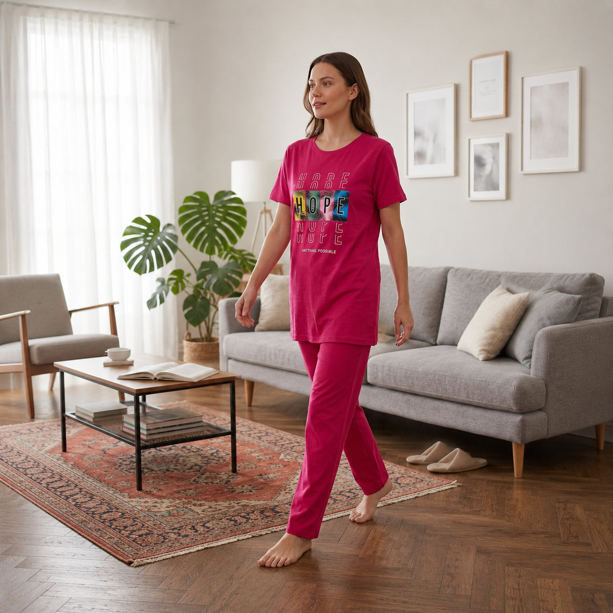 Pink Long Shirt Trouser Set Soft, Comfortable & Relaxed Fit | Haya Secrets