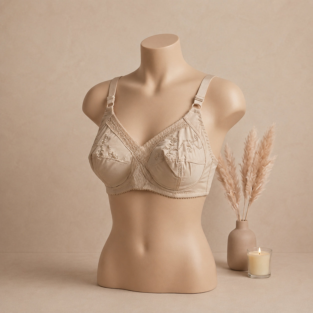 Pure Cotton Embroidered Brassiere Breathable, Soft & All Day Comfort | Haya Secrets