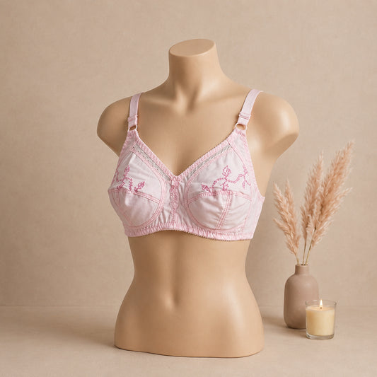Pure Cotton Embroidered Brassiere Breathable, Soft & All Day Comfort | Haya Secrets
