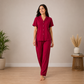 Red Silk Night Suit Luxury Satin, Soft & Elegant 2-Piece Set | Haya Secrets