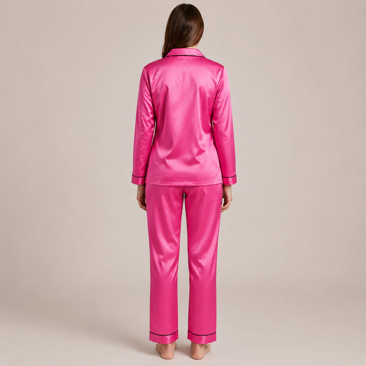 Silk Satin Night Suit Soft Pink, Luxury Feel & Elegant 2-Piece Set | Haya Secrets