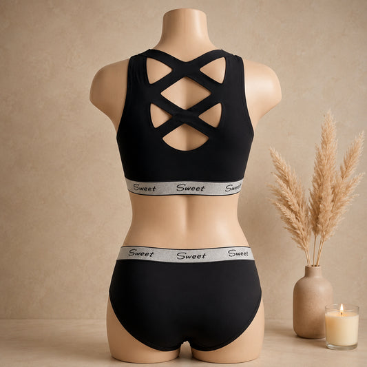 Women’s Padded Sports Bra & Panty Set – Soft Wireless Everyday Comfort | Haya Secrets