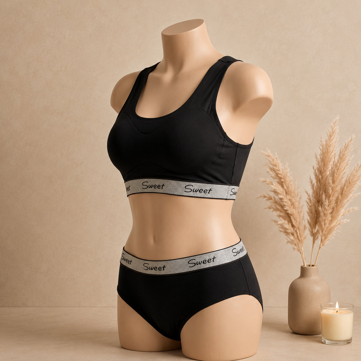 Women’s Padded Sports Bra & Panty Set – Soft Wireless Everyday Comfort | Haya Secrets