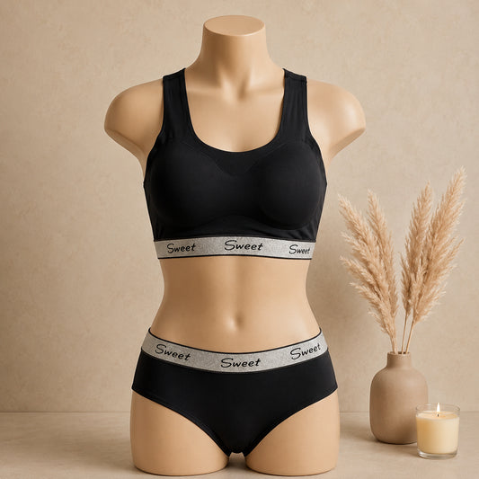 Women’s Padded Sports Bra & Panty Set – Soft Wireless Everyday Comfort | Haya Secrets