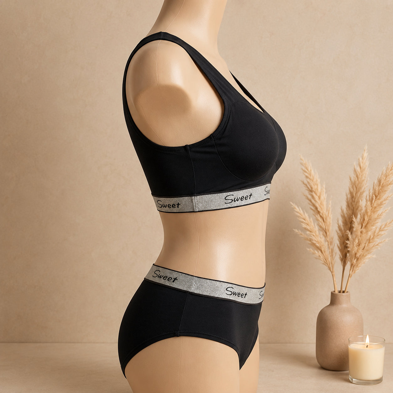 Women’s Padded Sports Bra & Panty Set – Soft Wireless Everyday Comfort | Haya Secrets