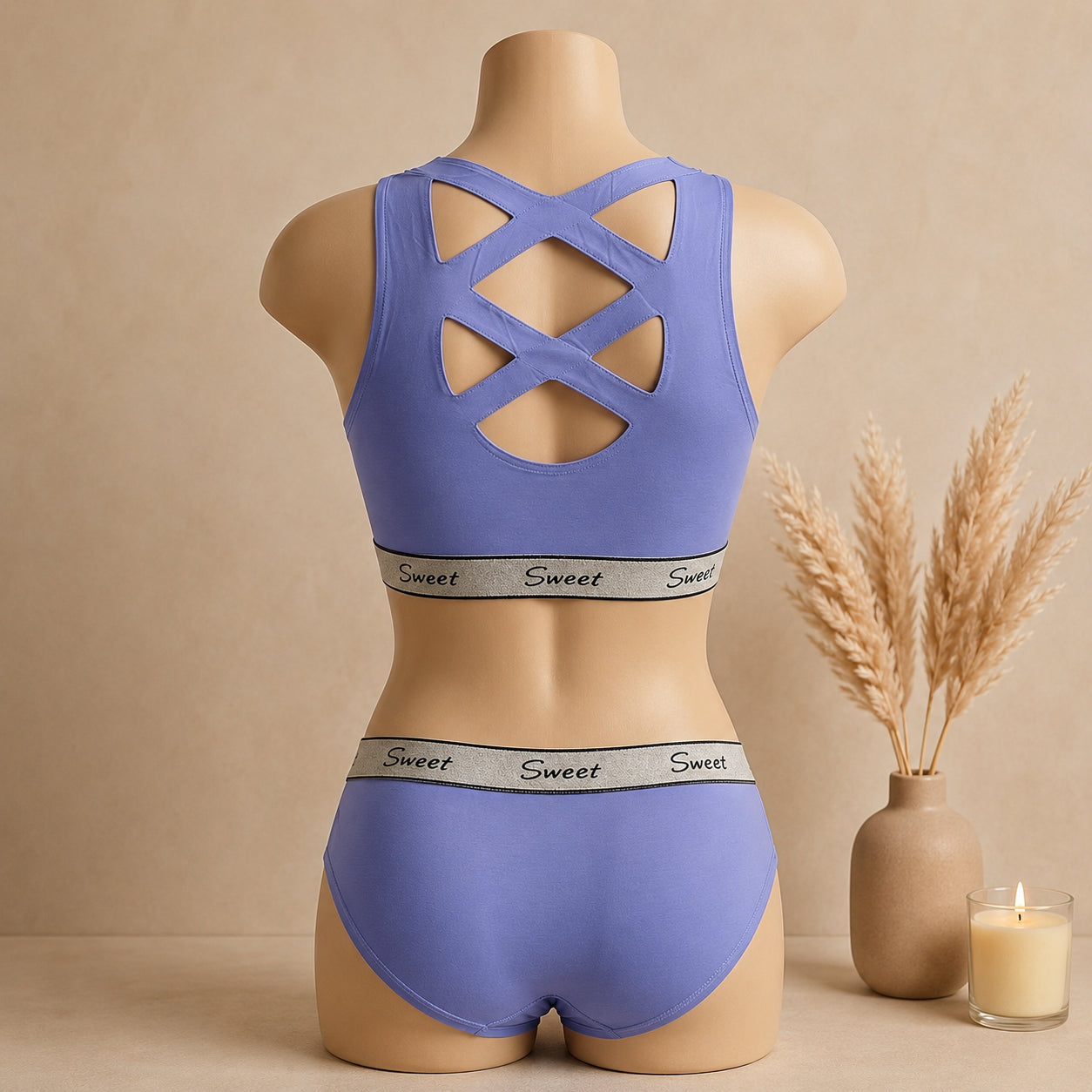 Women’s Padded Sports Bra & Panty Set – Soft Wireless Everyday Comfort | Haya Secrets