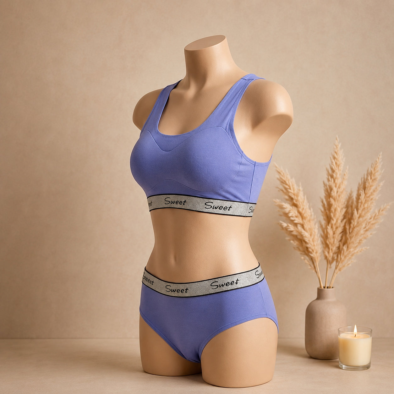 Women’s Padded Sports Bra & Panty Set – Soft Wireless Everyday Comfort | Haya Secrets