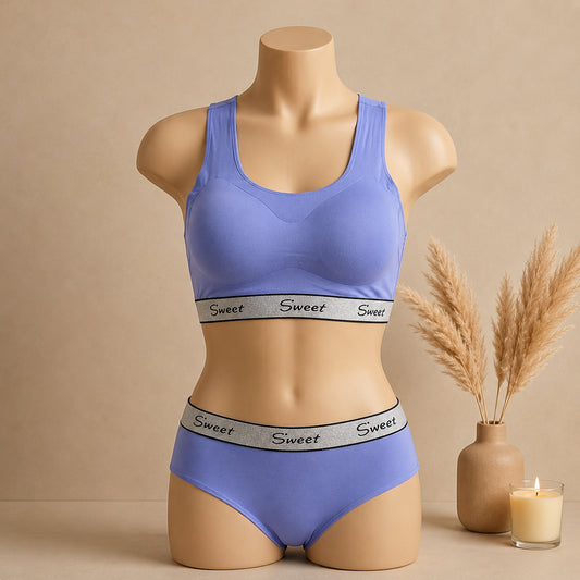 Women’s Padded Sports Bra & Panty Set – Soft Wireless Everyday Comfort | Haya Secrets