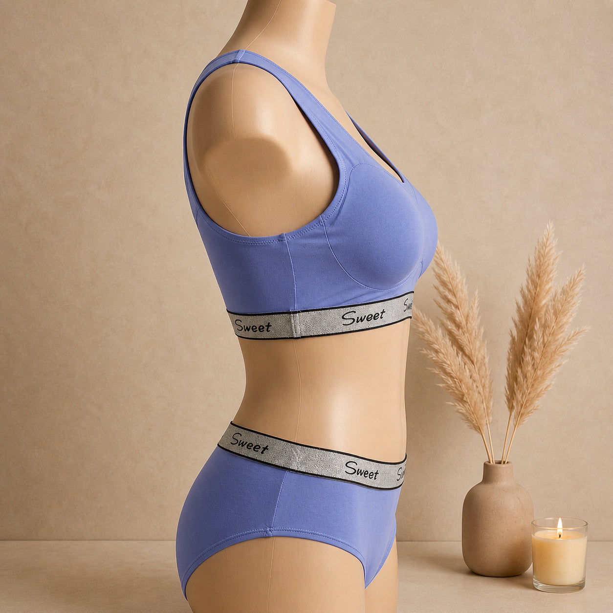 Women’s Padded Sports Bra & Panty Set – Soft Wireless Everyday Comfort | Haya Secrets