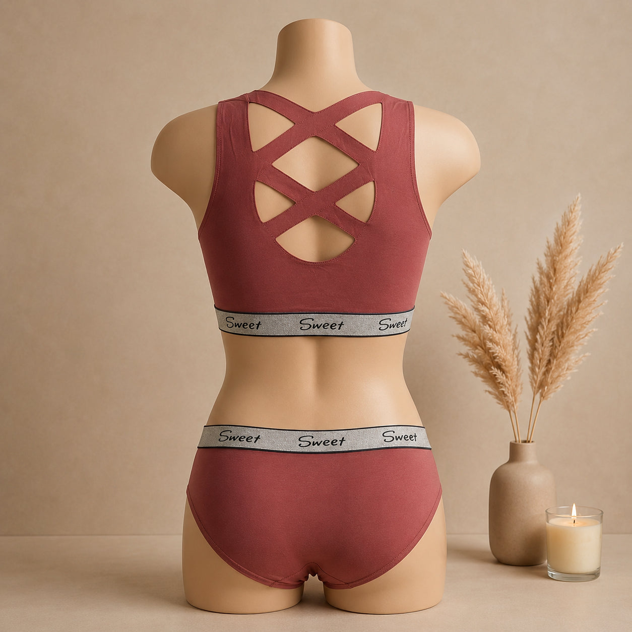 Women’s Padded Sports Bra & Panty Set – Soft Wireless Everyday Comfort | Haya Secrets