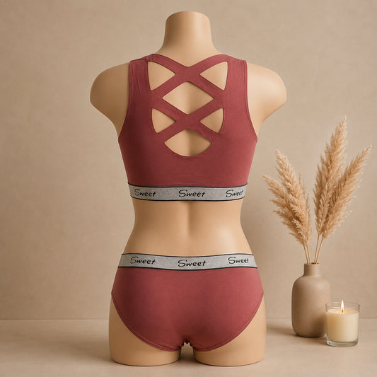 Women’s Padded Sports Bra & Panty Set – Soft Wireless Everyday Comfort | Haya Secrets