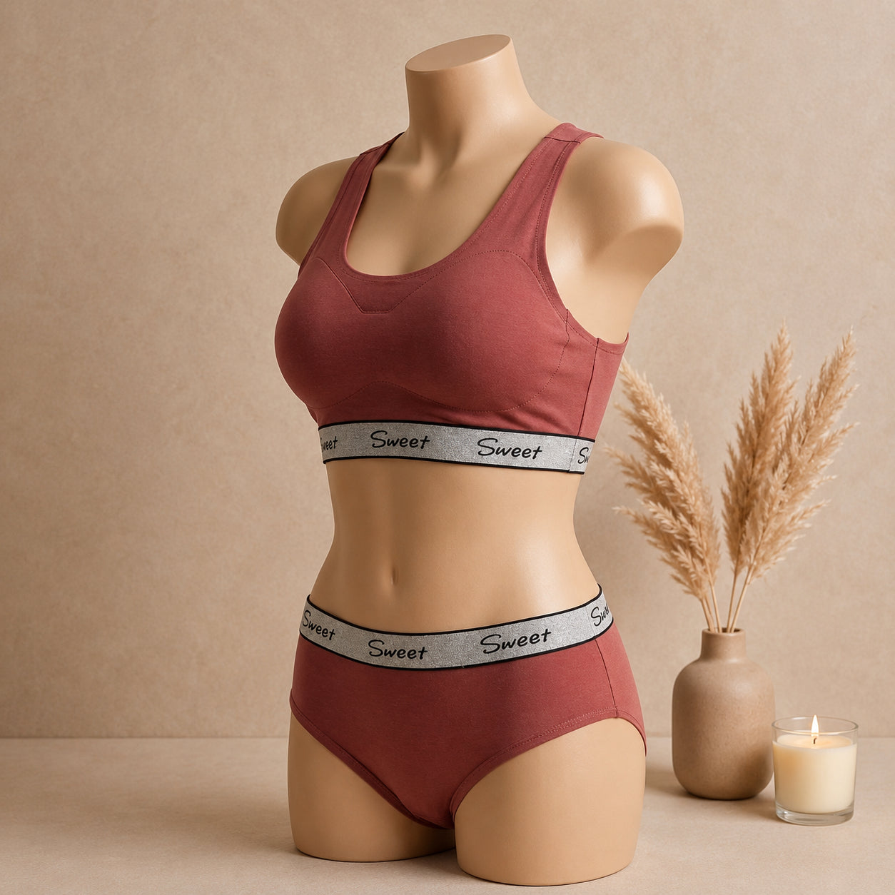 Women’s Padded Sports Bra & Panty Set – Soft Wireless Everyday Comfort | Haya Secrets
