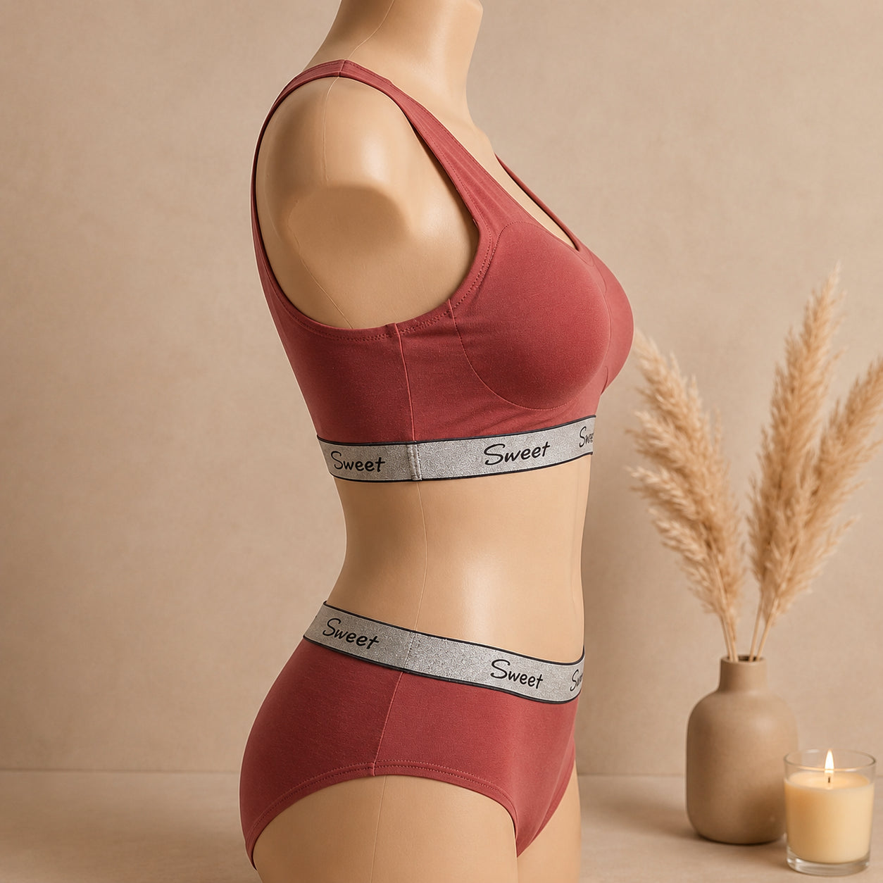 Women’s Padded Sports Bra & Panty Set – Soft Wireless Everyday Comfort | Haya Secrets