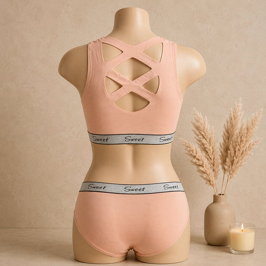 Women’s Padded Sports Bra & Panty Set – Soft Wireless Everyday Comfort | Haya Secrets