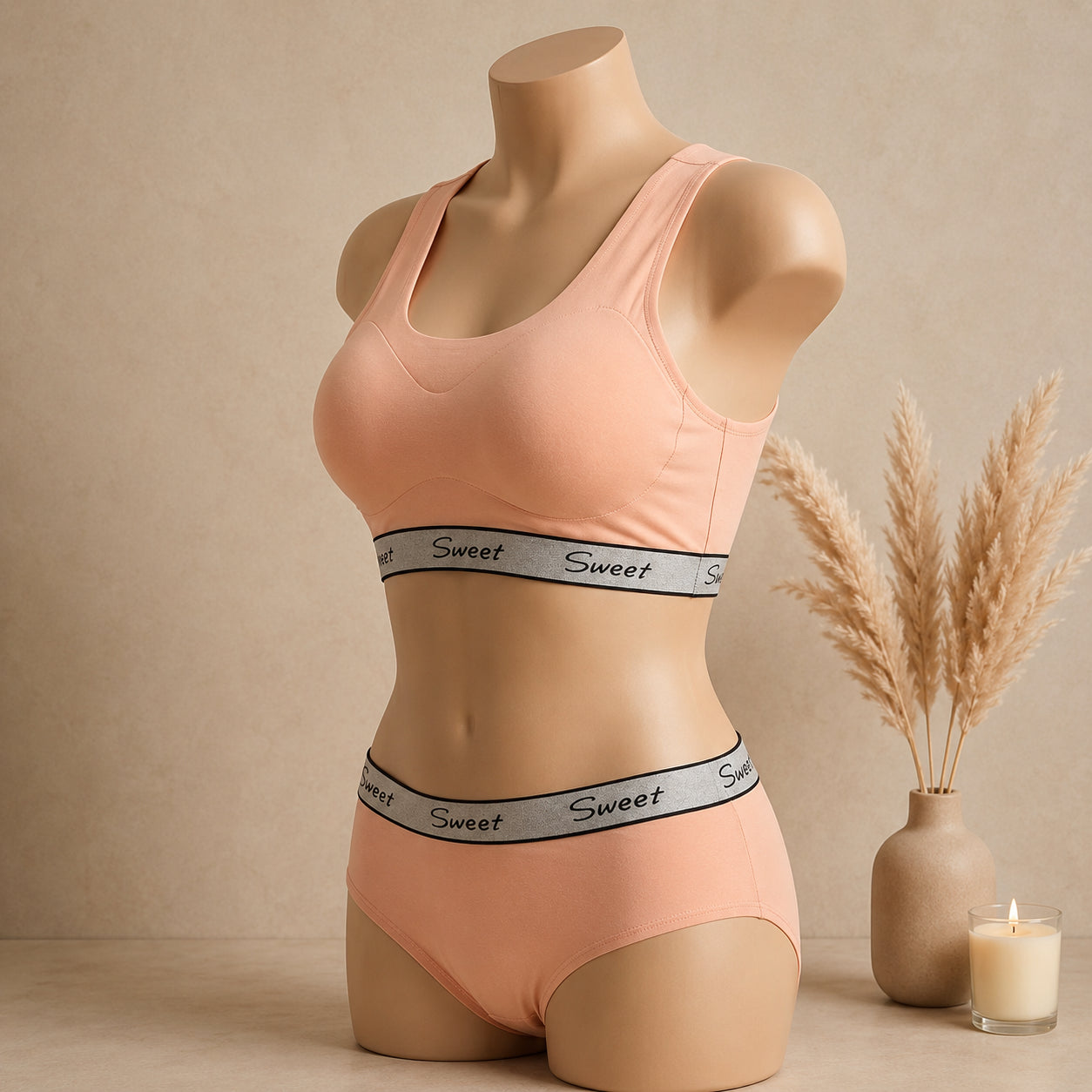 Women’s Padded Sports Bra & Panty Set – Soft Wireless Everyday Comfort | Haya Secrets